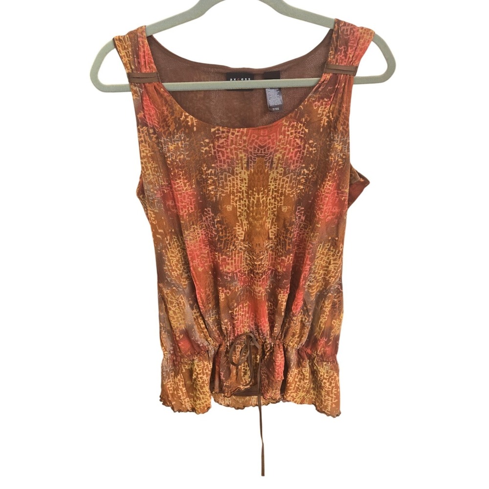 Y2K Axcess by Liz Claiborne Tank Top Sleeveless Mesh Fairy Earthy Hippie Boho XL